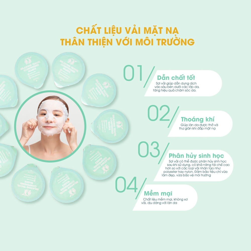 Mặt nạ nén tiệt trùng dưỡng ẩm, làm dịu da mềm mịn, tiện lợi DR.SERA RELAXING TRAVEL COMPRESSED MASK