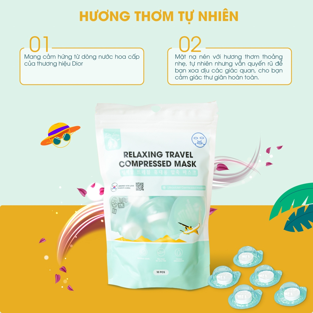 Mặt nạ nén tiệt trùng dưỡng ẩm, làm dịu da mềm mịn, tiện lợi DR.SERA RELAXING TRAVEL COMPRESSED MASK