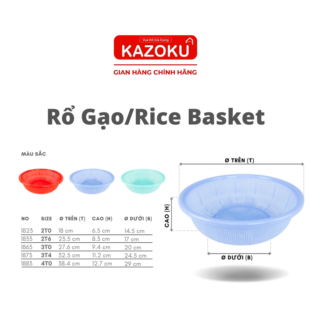 Rổ Gạo Nhựa Nam Dương (20cm/ 26cm/ 30cm/ 34cm/ 40cm) - [RG]