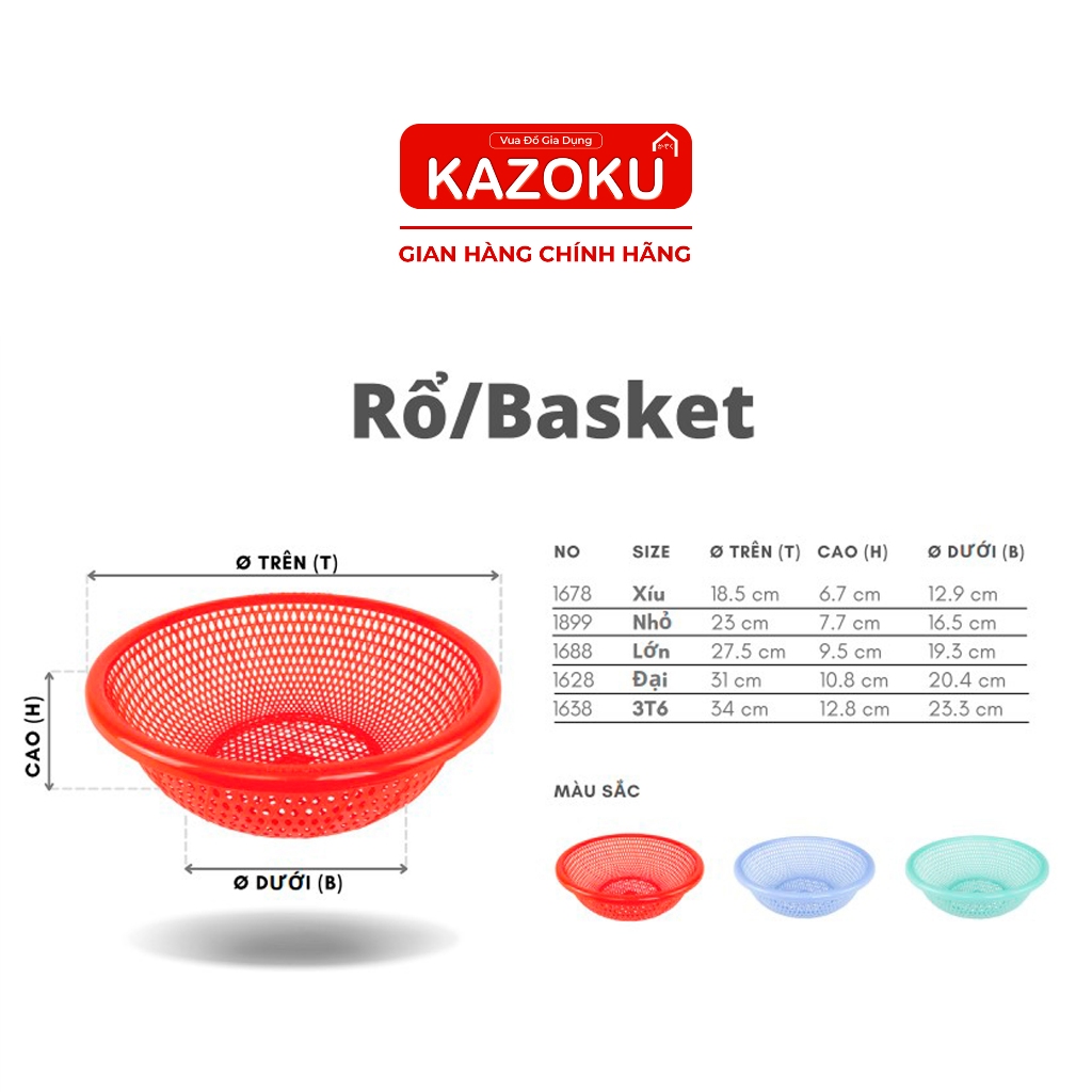 Rổ tròn Nhựa Nam Dương (Kích Cỡ 20cm/24cm/28cm/32cm/36cm) - [R]