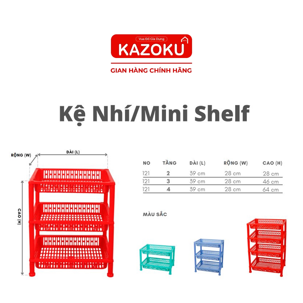 Kệ Nhựa, Kệ Chén Nhựa Đa Năng Mini Nam Dương - 40cm x 28cm - ( 2 Tầng/3 Tầng/4 Tầng ) - [KX]  - Kazoku Vua Đồ Gia Dụng