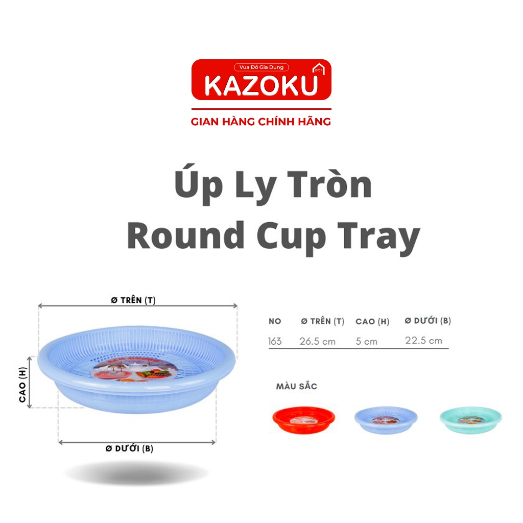 Khay Úp Ly Nhựa Tròn Nam Dương (26cm x 4cm) - Vua Đồ Gia Dụng Kazoku [ULT]
