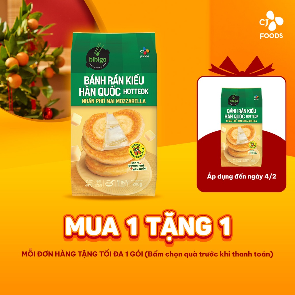 [Tặng thêm 1] Bánh rán Hàn Quốc Hotteok bibigo - nhân Phô mai ...