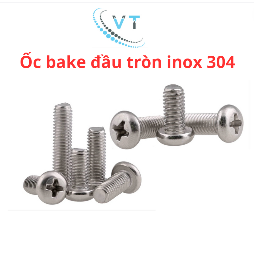 Set 05 Ốc Bake Đầu Tròn Size M6 (6 Li) INOX 304 M6x30