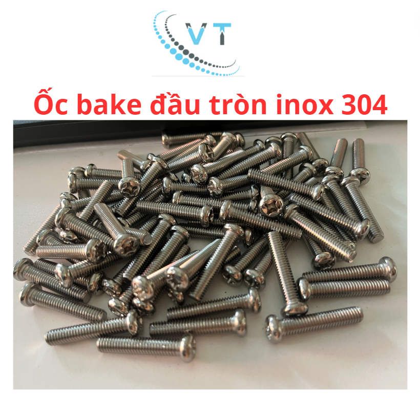 Set 05 Ốc Bake Đầu Tròn Size M6 (6 Li) INOX 304 M6x30