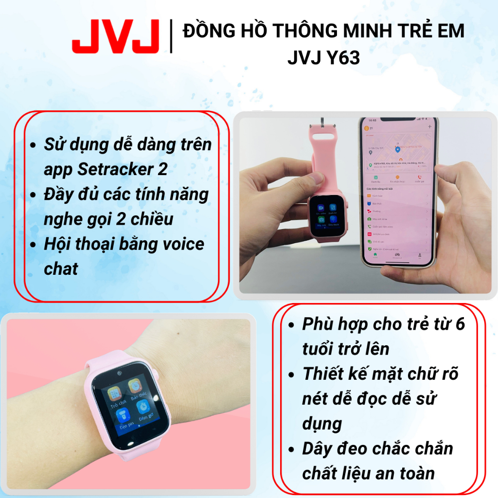Ảnh Đồng hồ Thông Minh Trẻ Em JVJ Y63, Call Video Lắp Sim Nghe Gọi 2 Chiều Định Vị Chính Xác Kháng Nước 3