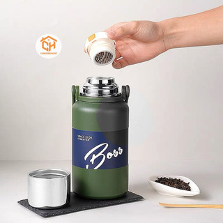 Bình Giữ Nhiệt BOSS Inox 316 4 lớp. Nắp Kèm Cốc. Sử Dụng Cả Nóng/ Lạnh Cam Homeware