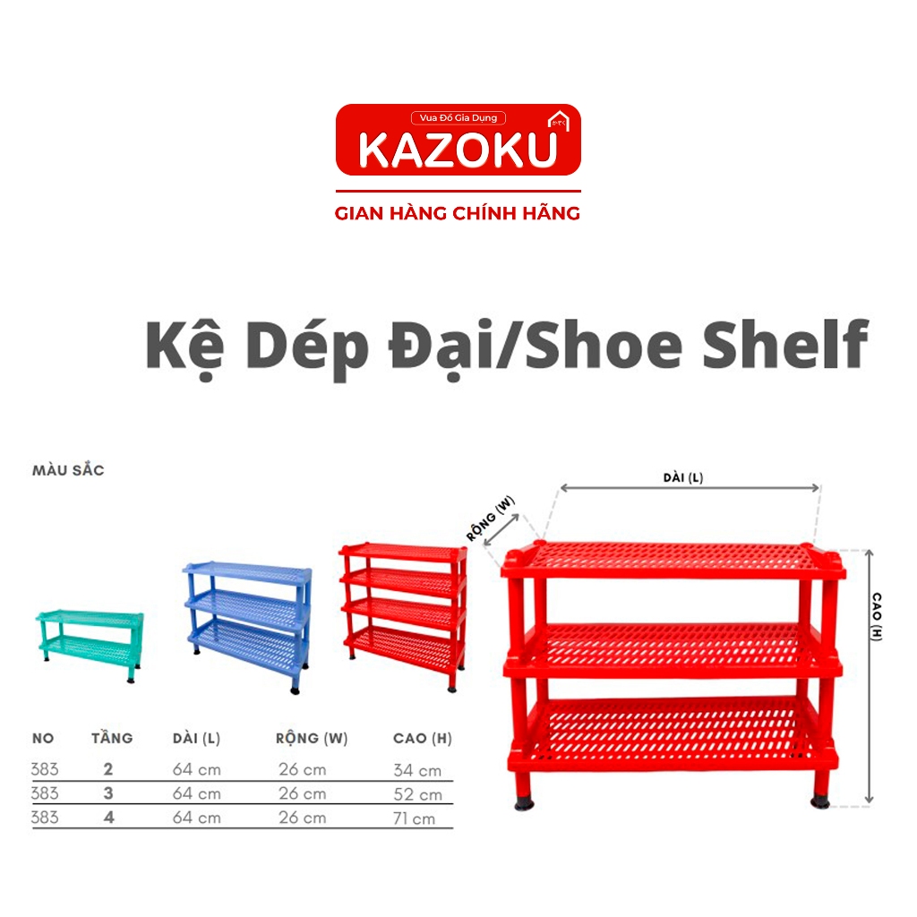 Kệ Dép Đại Nhựa Nam Dương - 64cm x 26cm - 2 Tầng/ 3 Tầng/ 4 Tầng - [KDD]