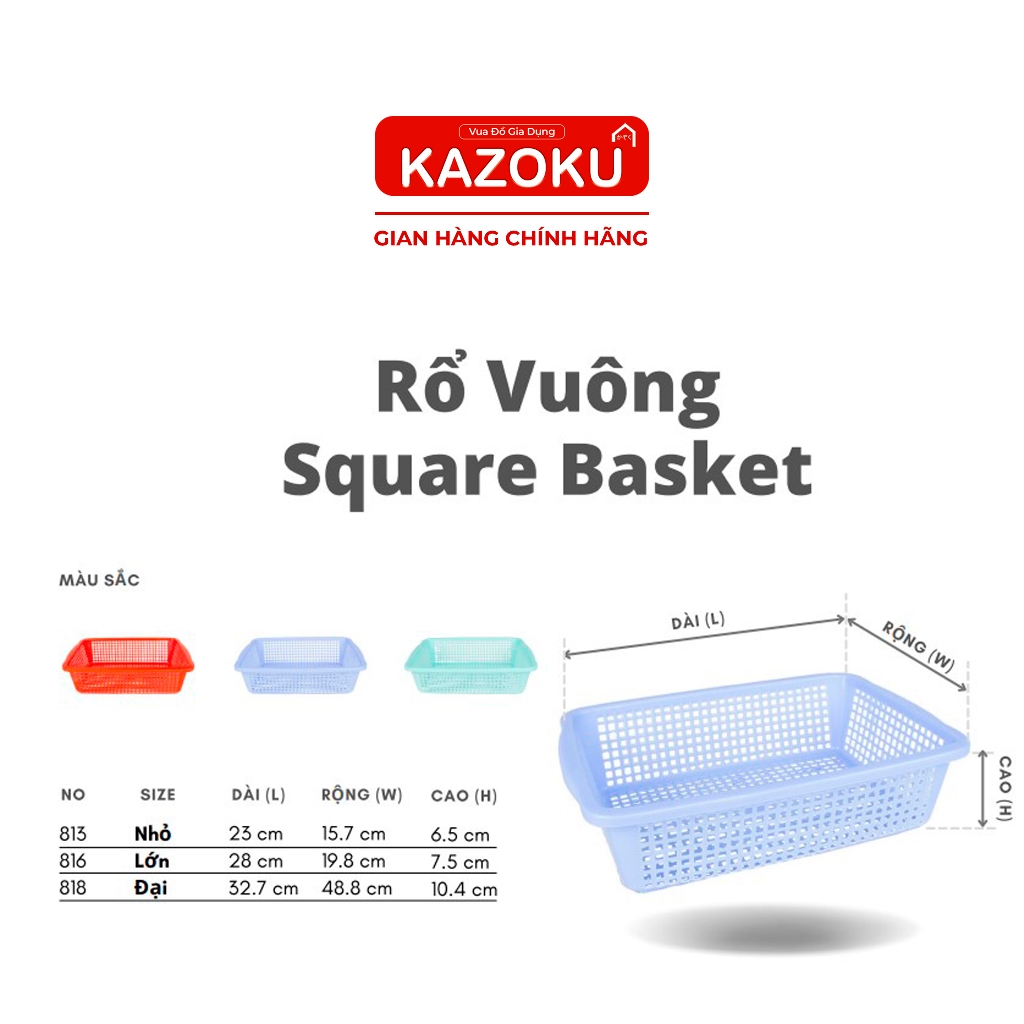 Rổ Vuông nhựa Nam Dương đựng đồ/ lưu trữ (Nhỏ/ Lớn/ Đại) - [RV]