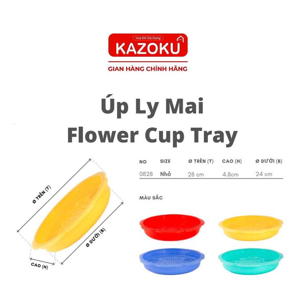 Khay Úp Ly, Cốc Bông Mai - Nhựa Kazoku ( Vàng Trứng gà, Đỏ, Dương, Ngọc) - [HPULT] - Vua Đồ Gia Dụng Kazoku