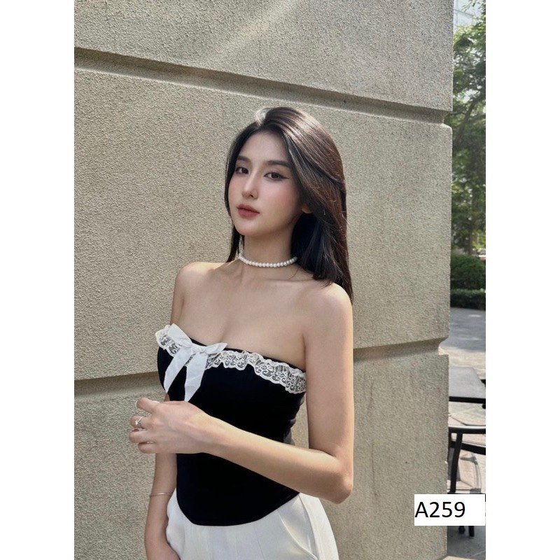 Áo ống cúp ngực body, áo nữ phối viền ren có mút màu đen trắng thun gân có mút co giãn sang chảnh G492