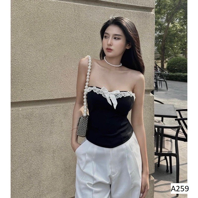 Áo ống cúp ngực body, áo nữ phối viền ren có mút màu đen trắng thun gân có mút co giãn sang chảnh G492