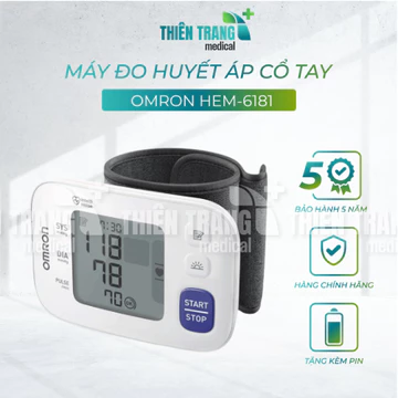 Máy Đo Huyết Áp Cổ Tay OMRON HEM-6181 | Bảo Hành 5 năm | Hàng Chính Hãng