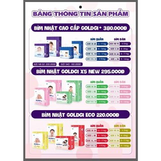 Bỉm quần/dán Goldgi+/X5/Eco Nhật Bản đủ size /S84/M66/M60/L48/L56/XL44