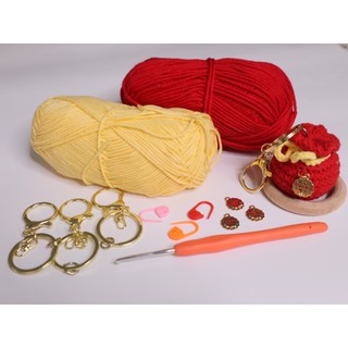 Combo móc 3 - 5 Túi Tiền May Mắn bằng len handmade - kèm file chart và video hướng dẫn