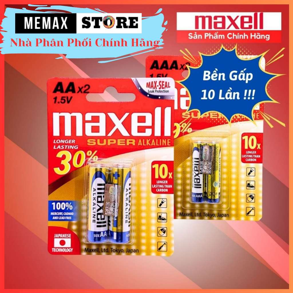 [ Chính Hãng ] Vỉ 2 Viên Pin Aa 2a Aaa 3a Maxell Super Alkaline