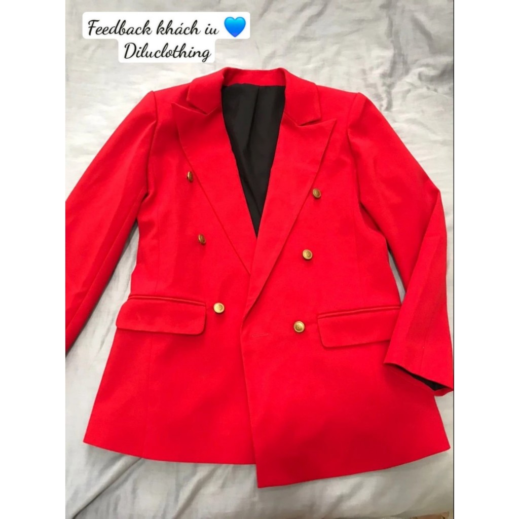 Bộ - Áo blazer nữ & Quần Short màu đỏ đô form nút đồng sang trọng [MAY THEO SỐ ĐO] chất liệu cao cấp, 2 lớp lót lụa mềm