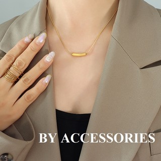 Dây chuyền nữ unisex titan kiểu mì phối mặt xỏ xuyên đơn giản thanh lịch không gỉ WN2417 BY ACCESSORIES