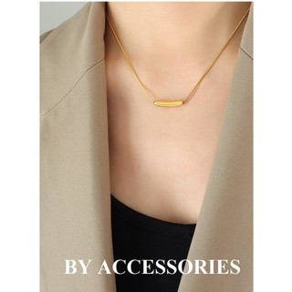 Dây chuyền nữ unisex titan kiểu mì phối mặt xỏ xuyên đơn giản thanh lịch không gỉ WN2417 BY ACCESSORIES
