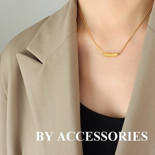 Dây chuyền nữ unisex titan kiểu mì phối mặt xỏ xuyên đơn giản thanh lịch không gỉ WN2417 BY ACCESSORIES