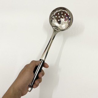 Combo 3 dụng cụ nấu ăn, Vá sạn xẻng inox cán nhựa đen cao cấp siêu bền