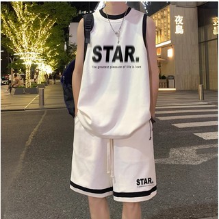 Bộ Thể Thao Ba Lỗ Đơn Giản Sành Điệu Phối Họa Tiết STARR Lịch Sự Chất Liệu Cotton Khô Mềm Mịn Siêu Thoáng Mát