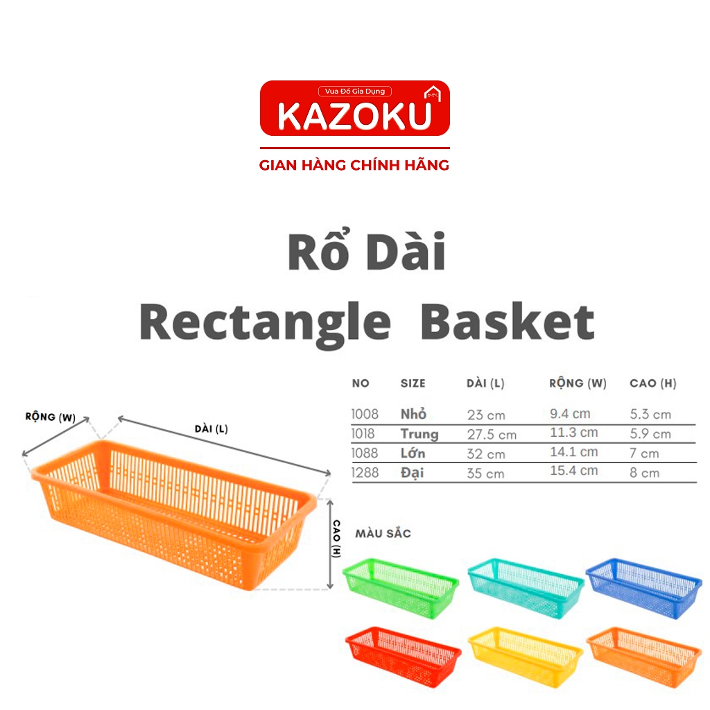 Rổ Nhựa Chữ Nhật, Rổ Nhựa Dài, Rổ Muỗng Dĩa Hồng Phát - Kazoku Vua Đồ Gia Dụng [RD]
