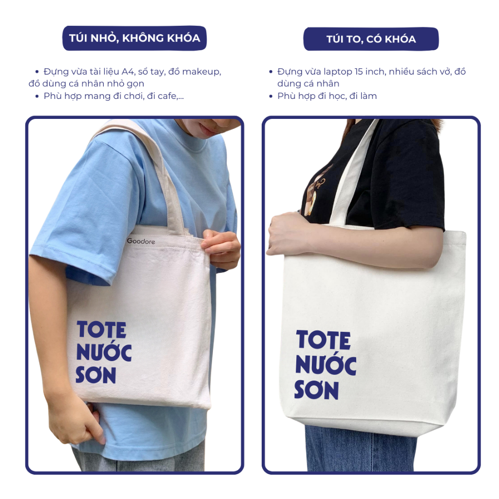 Túi tote vải canvas Goodore thiết kế BST Tote Nước Sơn phong cách năng động cá tính