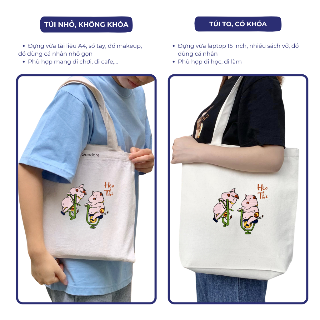 Túi tote vải canvas Goodore thiết kế BST Đông Hồ Street phong cách năng động cá tính
