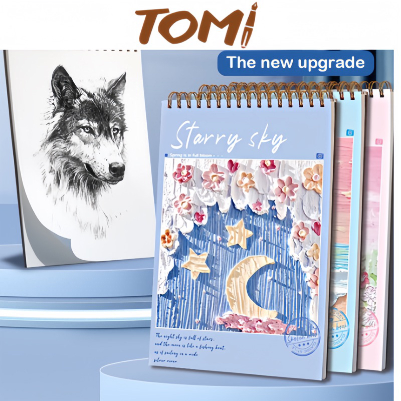 Sổ Vẽ Sketchbook, Vở Vẽ A4 Gáy Lò Xo 50 Tờ Bìa Hoạ Tiết Xinh Xắn TOMI ...