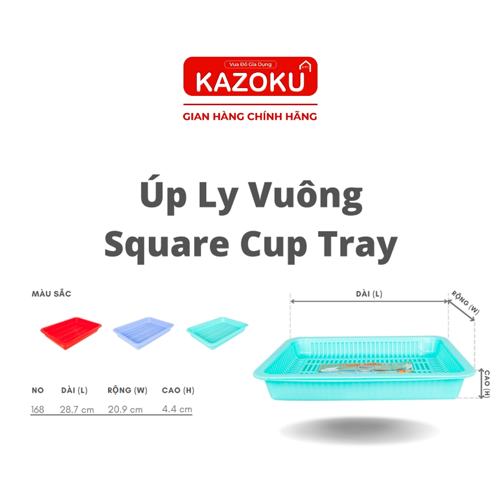 Khay Úp Ly Nhựa Hình Chữ Nhật Nhựa Nam Dương (24cm x 21cm x 4cm) - Vua Đồ Gia Dụng Kazoku [ULV]