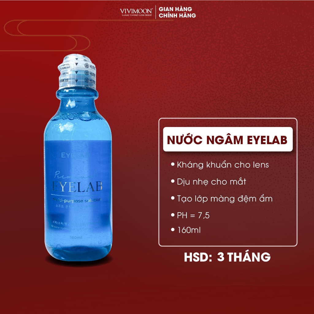 Nước ngâm lens VIVIMOON kháng khuẩn dịu nhẹ cho kính áp tròng Eyelab