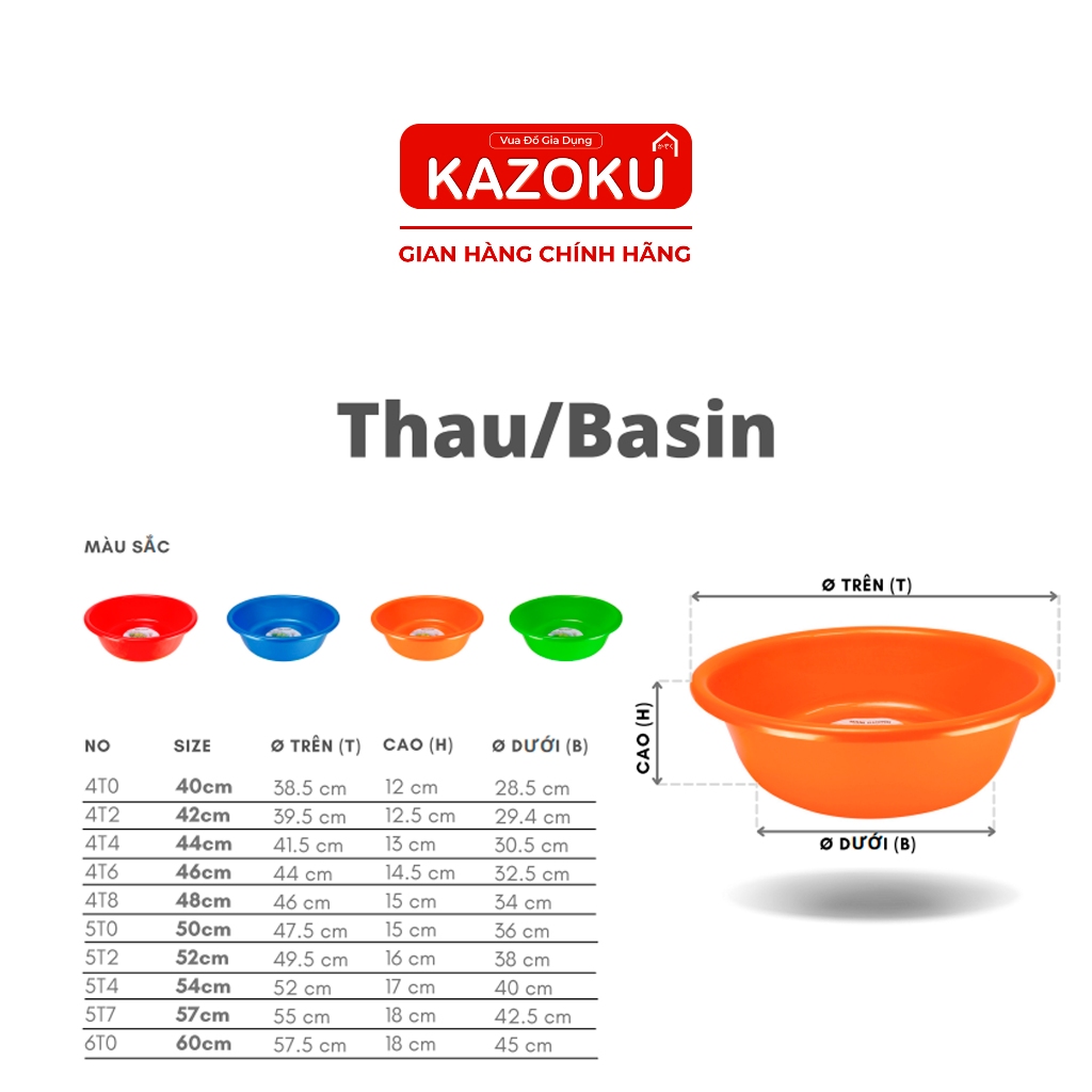 Thau Nhựa Nam Dương Φ44cm đến Φ60cm - Vua Đồ Gia Dụng Kazoku[T]