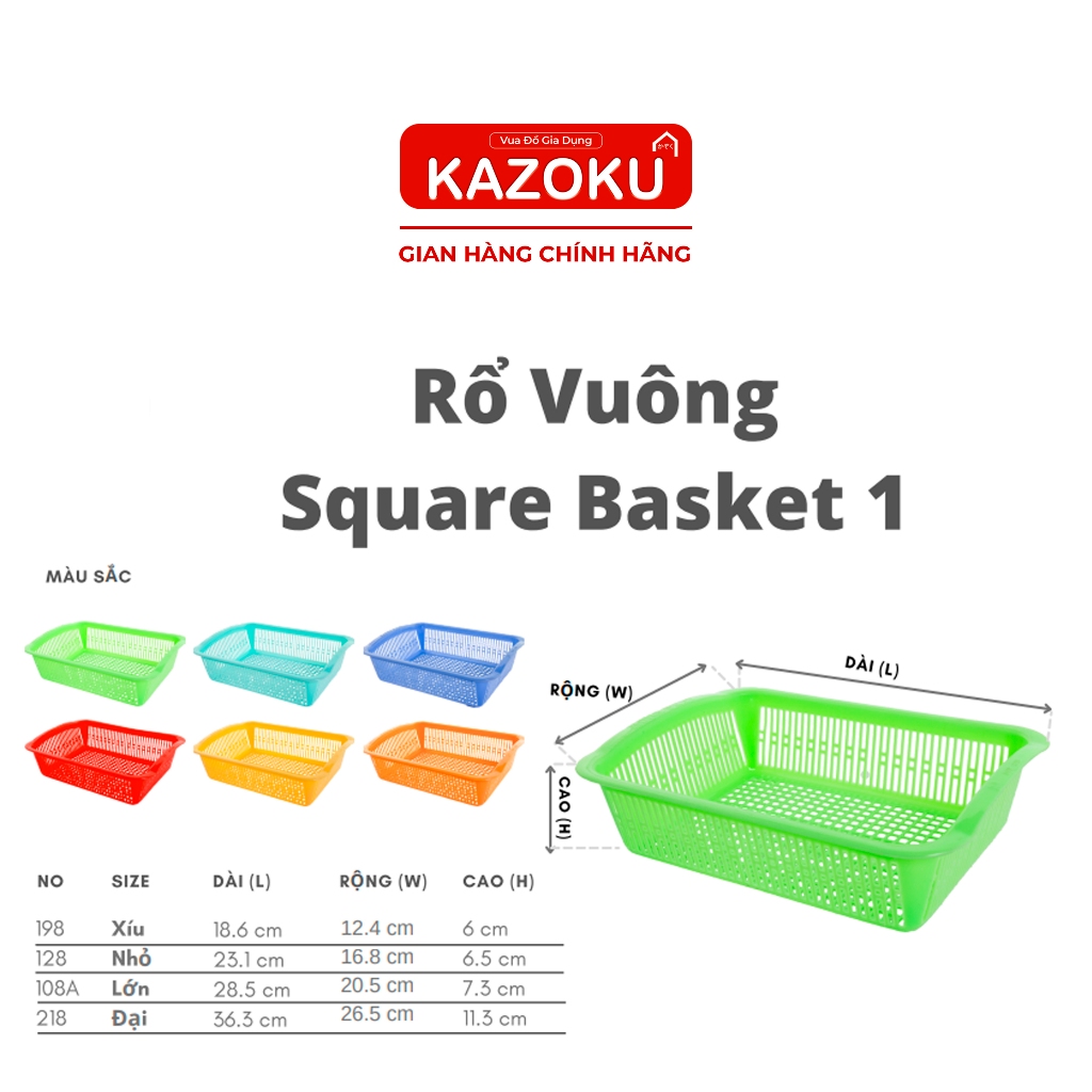 Rổ Nhựa Chữ Nhật Đựng Đồ SỈ - 50 Cái - [HPRV] - Vua Gia Dụng Kazoku