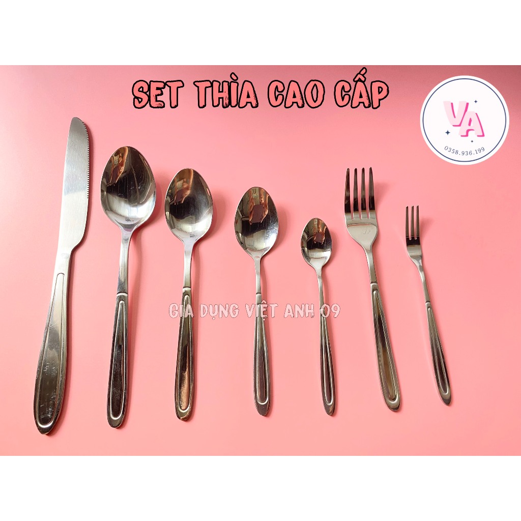 Bộ Thìa Súp, Thìa Cà Phê, Dao Ăn, Rĩa , Dĩa Inox Cao Cấp ( hàng dày tem ...