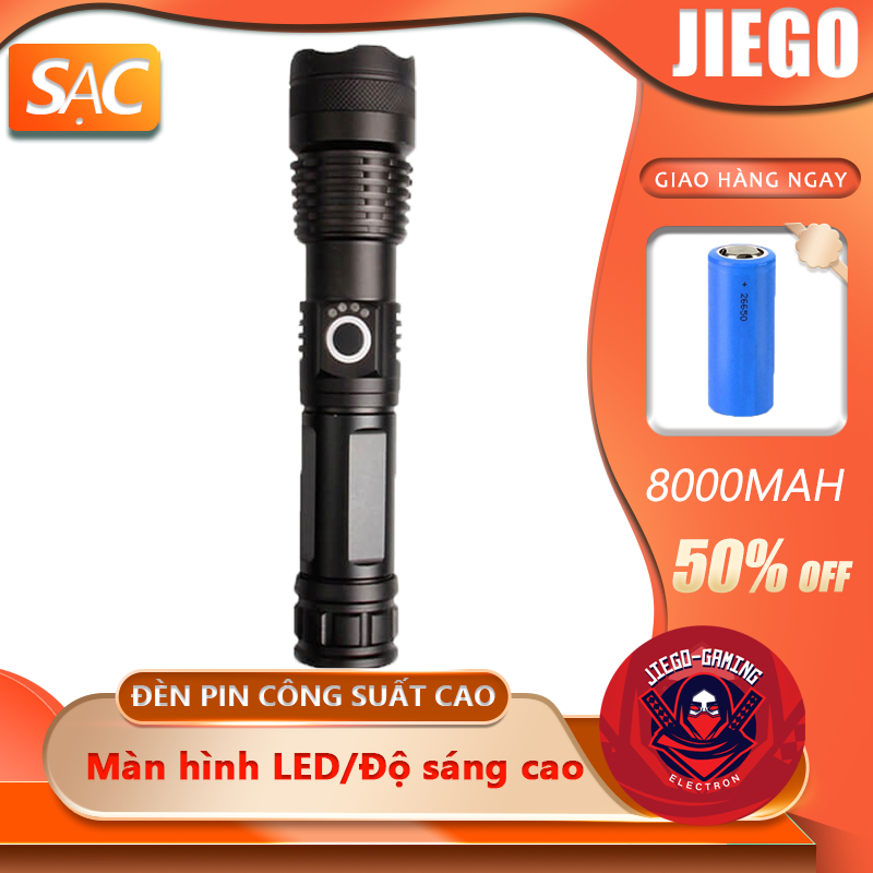 JIEGO Đèn pin, Không thấm nước, Độ sáng cao, Pin 8000mAh, XHP50 ...