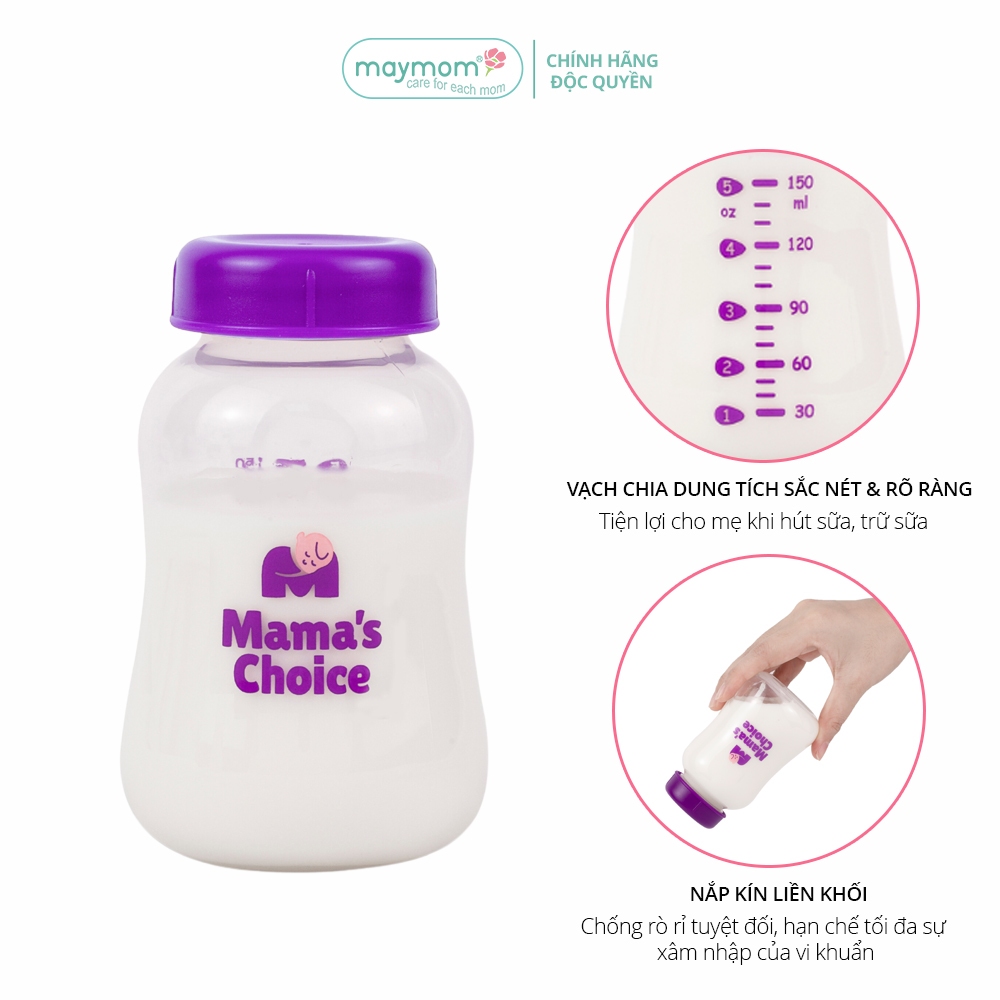 Ảnh Bình Trữ Sữa Cổ Hẹp Tương Thích Máy Hút Sữa Medela, Unimom, Ameda – Bình Đựng Sữa Mama's Choice Dung Tích 150ml - 240ml 4