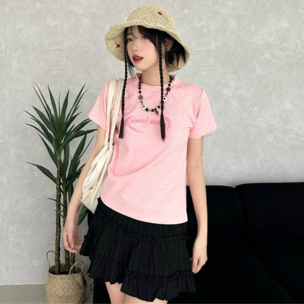 Chân váy kiểu bèo 2 tầng dáng xòe phong cách dễ thương xinh xắn C75
