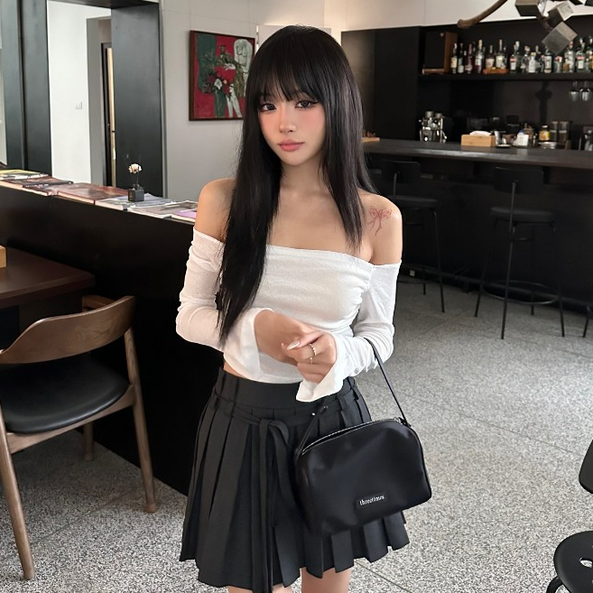 Áo Thun Croptop Dài Tay Trễ Vai Pepper Clothing Áo Thun 2 Lớp Nhún Eo Tay Loe Tôn Dáng Màu Trắng - Serena Top | BigBuy360 - bigbuy360.vn