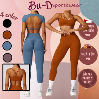 Bộ đồ tập thể thao gym,yoga nữ mã croptop hở lưng,áo bra,quần dài(536)