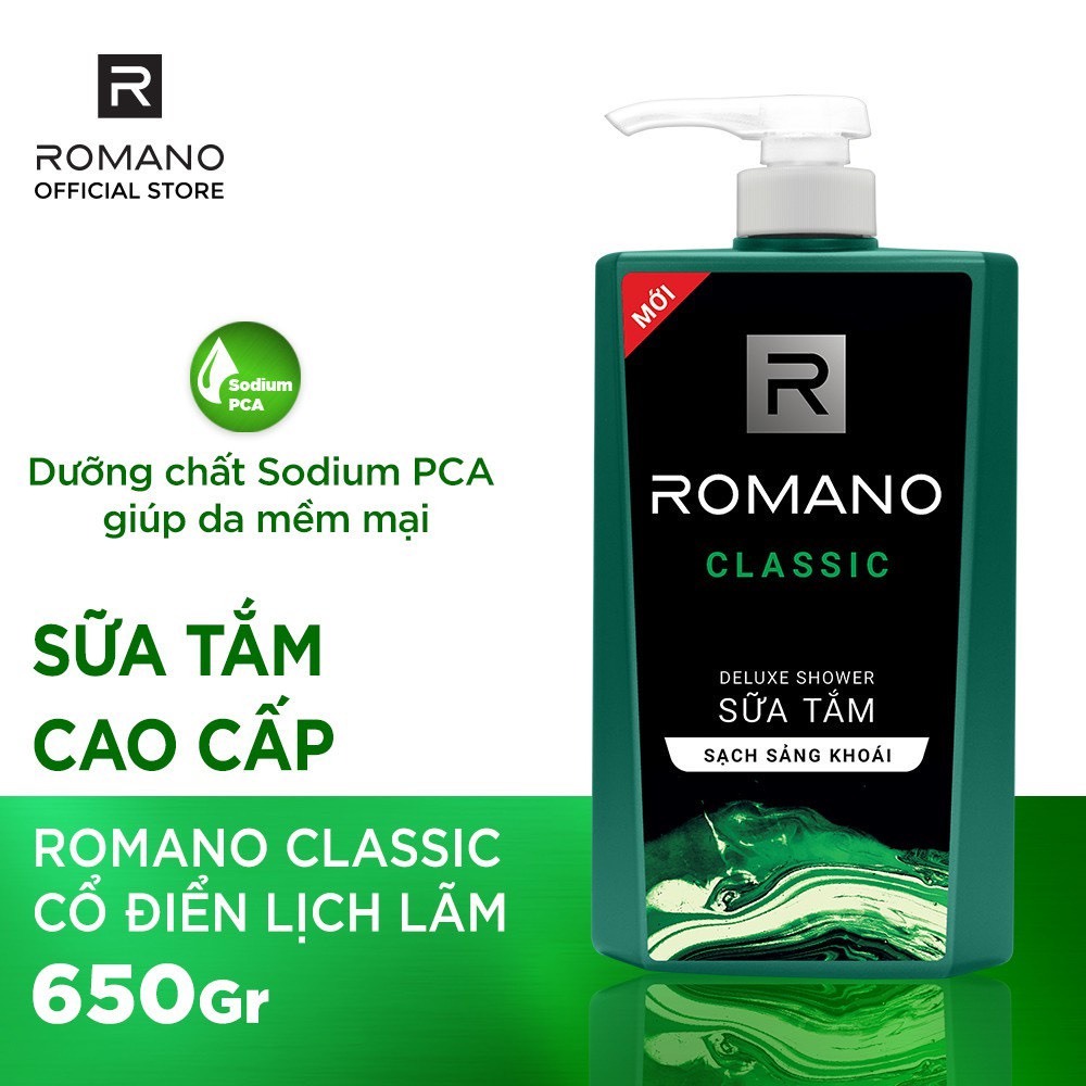Sữa tắm Romano hương nước hoa Classic/ Attitude/ Force/ Gentleman 650g/ chai