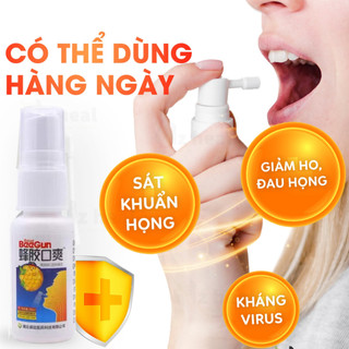 Xịt Hết Cơn Ho Đau Rát Họng Chiết Xuất Keo Ong Tự Nhiên Làm Dịu Cơn Ho Kháng Khuẩn Ngừa Viêm Họng 20ml