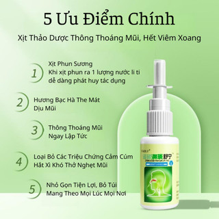Xịt Thông Mũ Bạc Hà Hết Ngạt Mũi Khó Thở Hắt Hơi Liên Tục, Viêm Mũi Dị Ứng Ngăn Ngừa Bênh Viêm Xoang Cảm Cúm