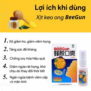 Xịt Hết Cơn Ho Đau Rát Họng Chiết Xuất Keo Ong Tự Nhiên Làm Dịu Cơn Ho Kháng Khuẩn Ngừa Viêm Họng 20ml