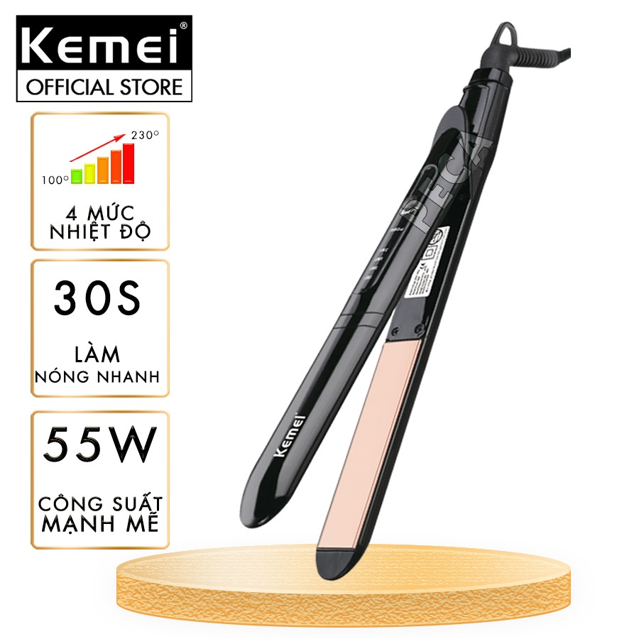 Ảnh Máy duỗi tóc điều chỉnh 4 mức nhiệt độ Kemei KM-8889 phù hợp nhiều loại tóc, có thể duỗi uốn tạo nhiều kiểu tóc- HÀNG CH 1