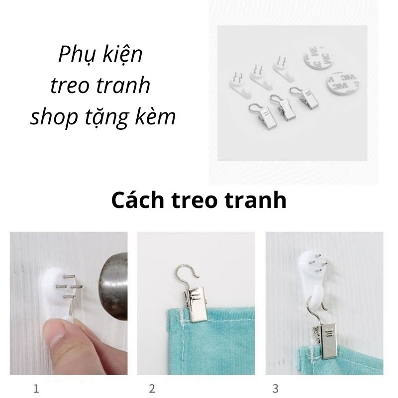Tranh vải treo tường phòng ngủ 1.3x1.5m, thảm treo tường trang trí decor vintage