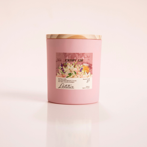 Nến Thơm Cao Cấp Letitia Crispy Air - Hương Mật ong & Vani Giúp Thư Giãn 3 Size 130gr/220gr/300gr