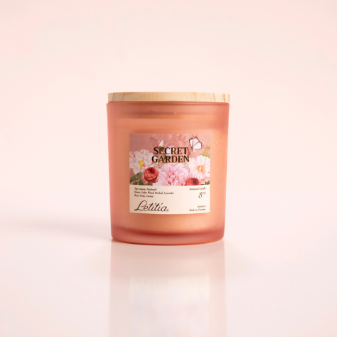 Nến thơm Letitia Cao Cấp Thiên Nhiên Secret Garden Hương Thơm Ngọt Trầm, Giúp Thư Giãn, Dễ Chịu