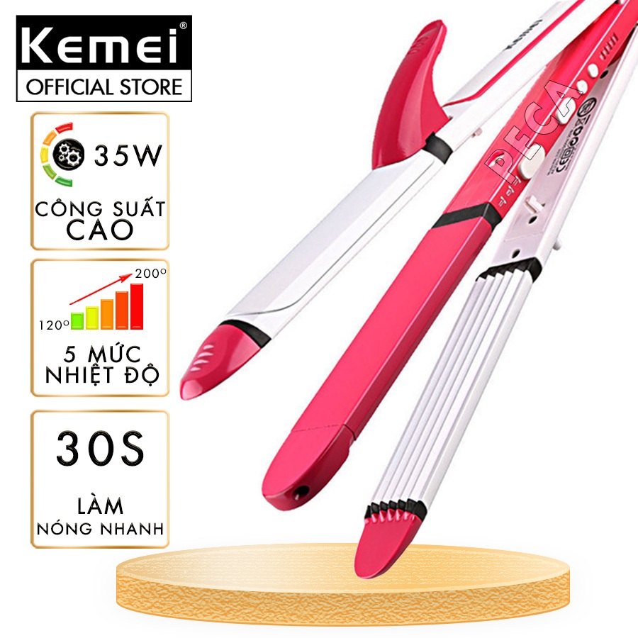 Ảnh Máy làm tóc đa năng 3in1 duỗi uốn bấm KEMEI KM-3304 tạo kiểu tóc dễ dàng như là tóc ép tóc dập xù - Phân phối chính hãng 1