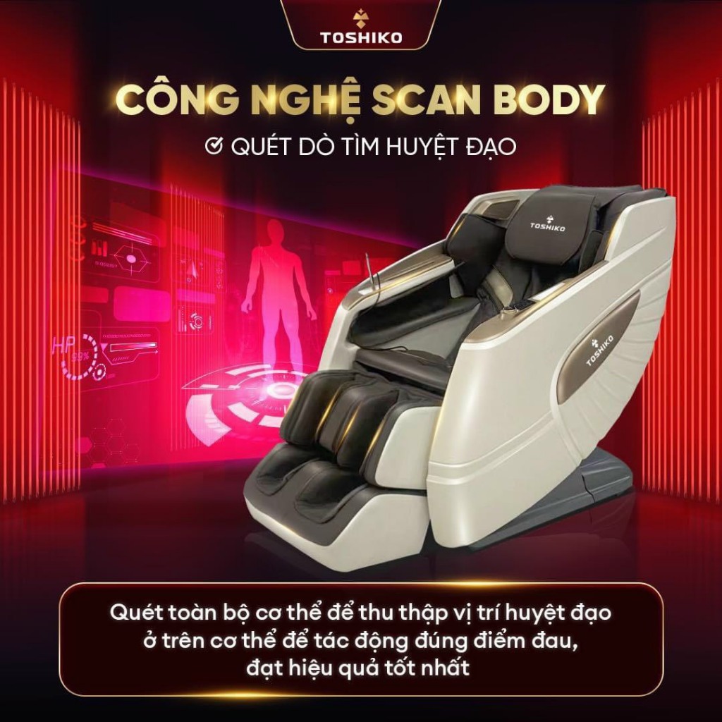 Ảnh Ghế massage toàn thân Toshiko T93 chức năng dò tìm huyệt đạo thông minh công nghệ con lăn 4D cao cấp 1